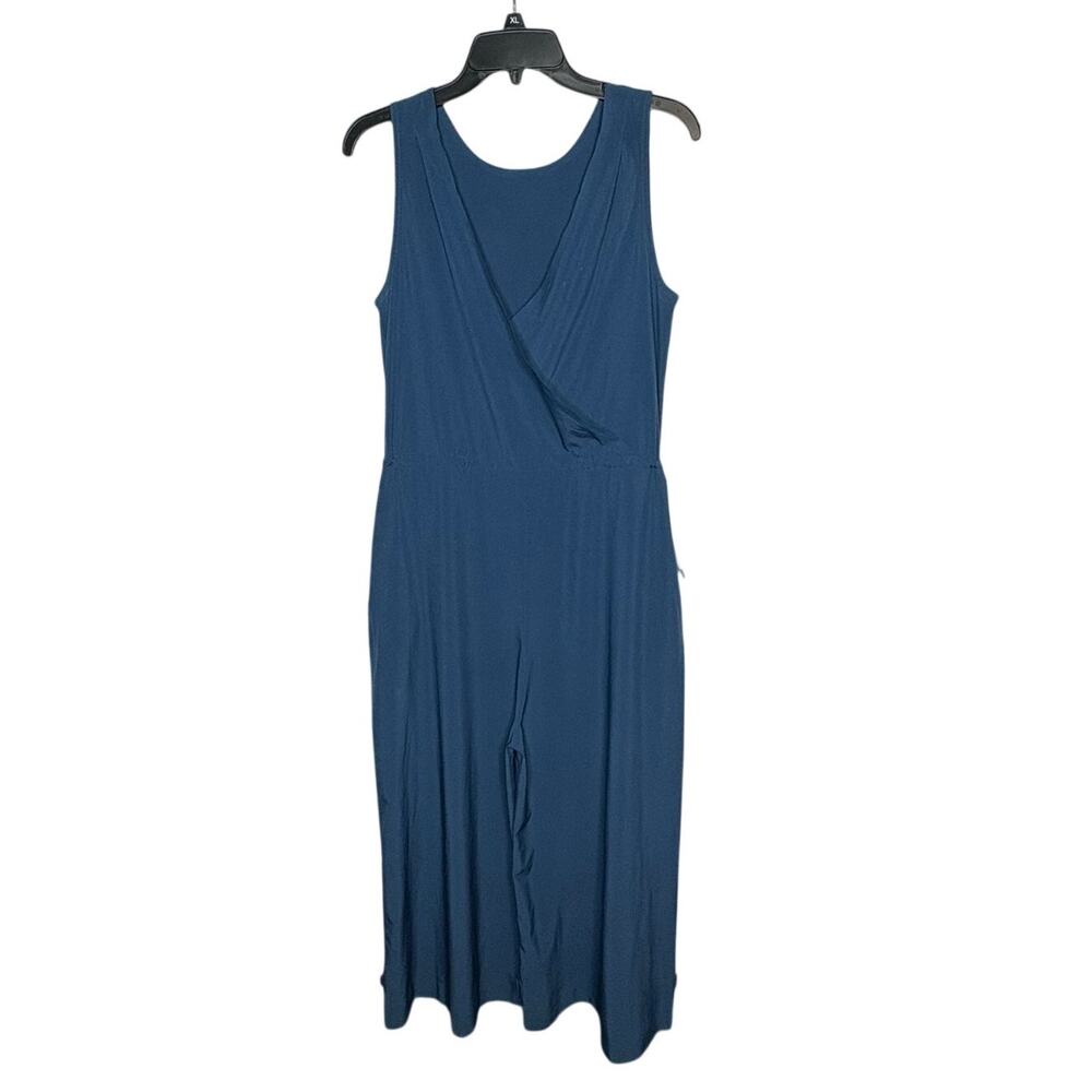 Title Nine Sleeveless Teal Round Trip Getaway Wrap Front Jumpsuit Size Medium
